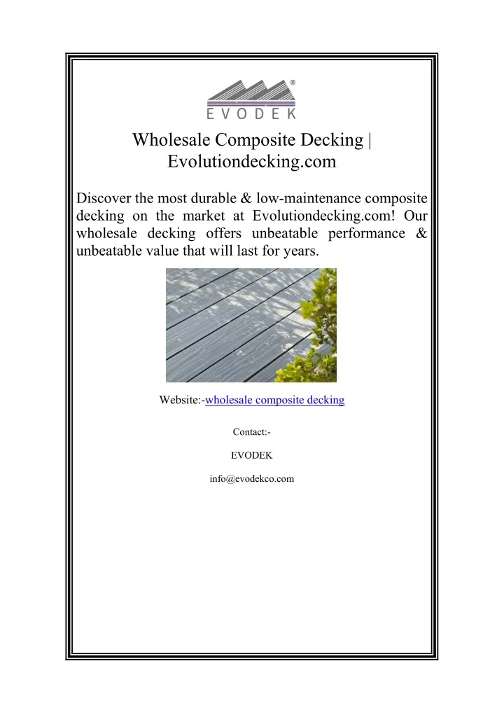 wholesale composite decking evolutiondecking com