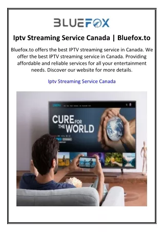 Iptv Streaming Service Canada  Bluefox.to