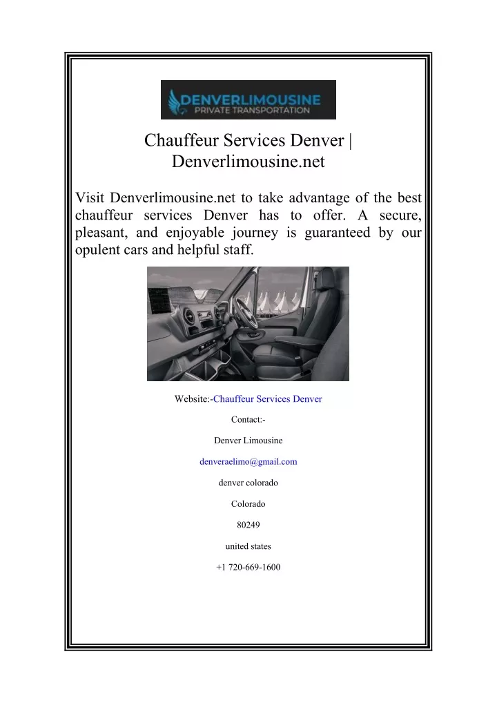 chauffeur services denver denverlimousine net