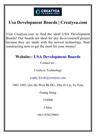Usa Development Boards  Creatyea.com
