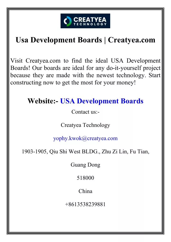 usa development boards creatyea com