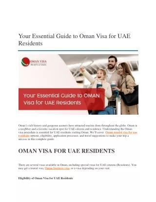 Your Essential Guide to Oman Visa for UAE Residents