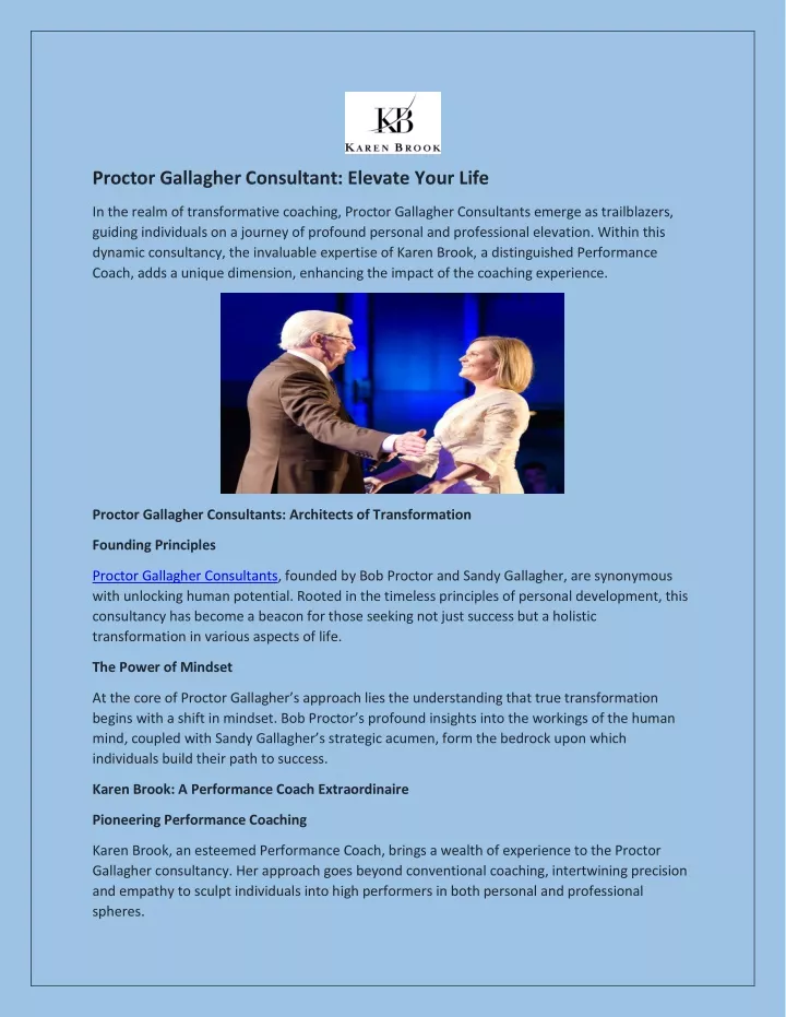 proctor gallagher consultant elevate your life