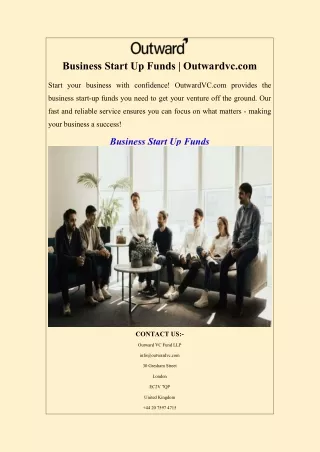 Business Start Up Funds  Outwardvc.com