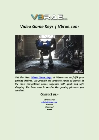 Video Game Keys  Vbrae.com