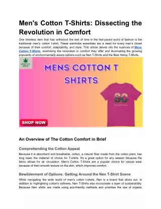 Mens Cotton T-Shirts_ Unraveling the Comfort Revolution