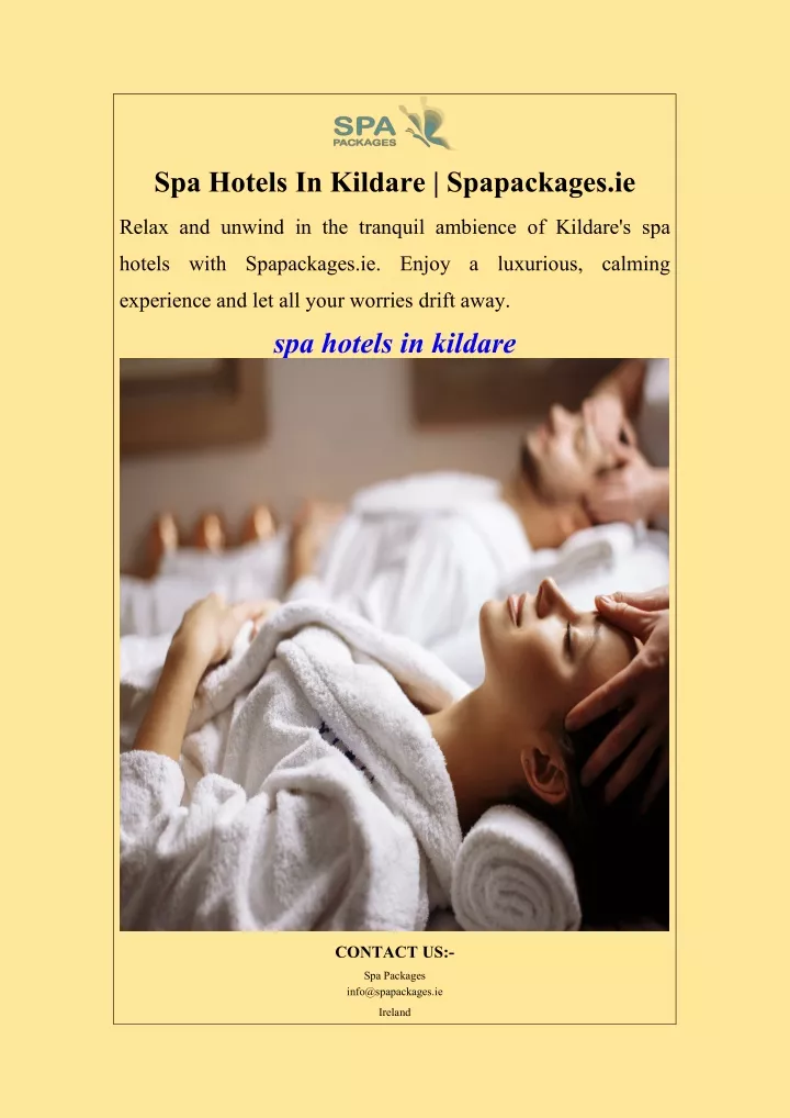 spa hotels in kildare spapackages ie