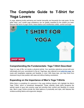 The Complete Guide to T-Shirt for Yoga Lovers