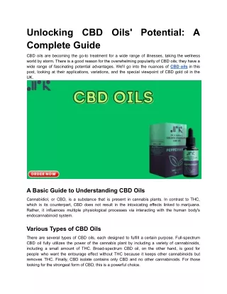 Unlocking CBD Oils' Potential_ A Complete Guide
