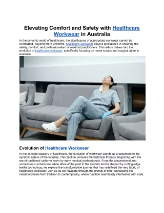 Dec. 04, 2023 - Elevating Comfort and Safety with Healthcare Workwear in Australia