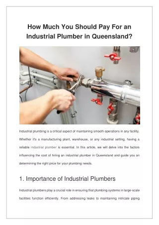 How Much You Should Pay For an Industrial Plumber in Queensland?