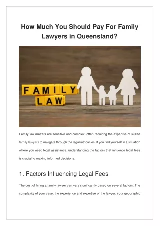 How Much You Should Pay For Family Lawyers in Queensland?