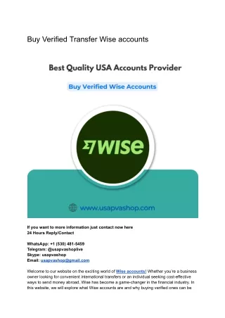 Buy Verified Transfer Wise Account