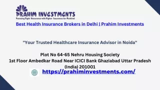 Best Health Insurance Brokers in Delhi  Prahim Investments