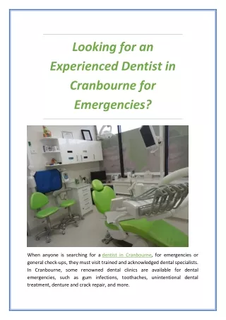 Looking for an Experienced Dentist in Cranbourne for Emergencies?