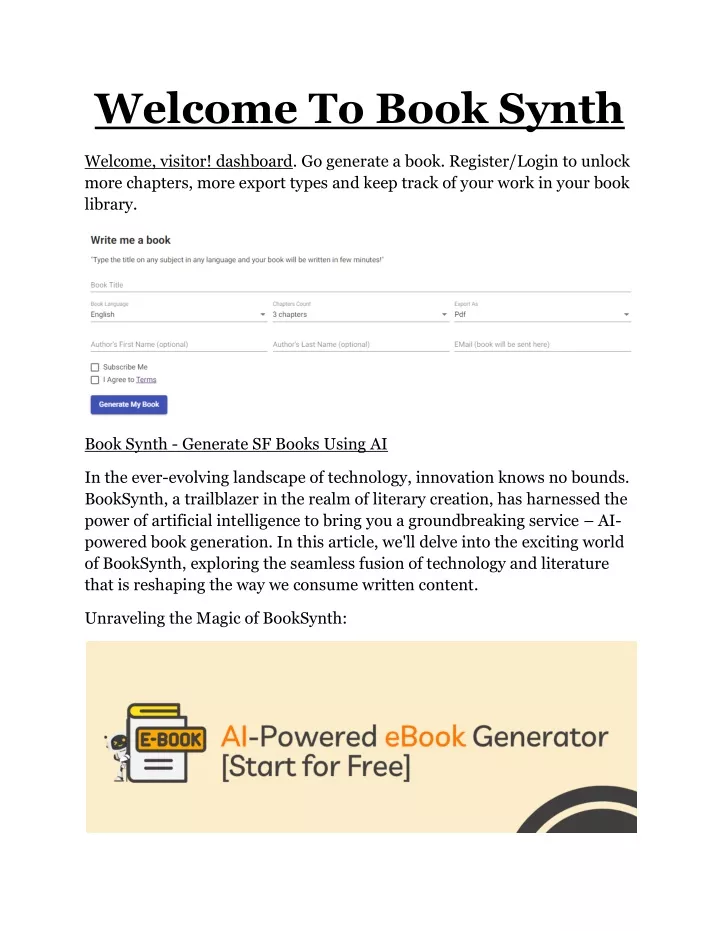 welcome to book synth