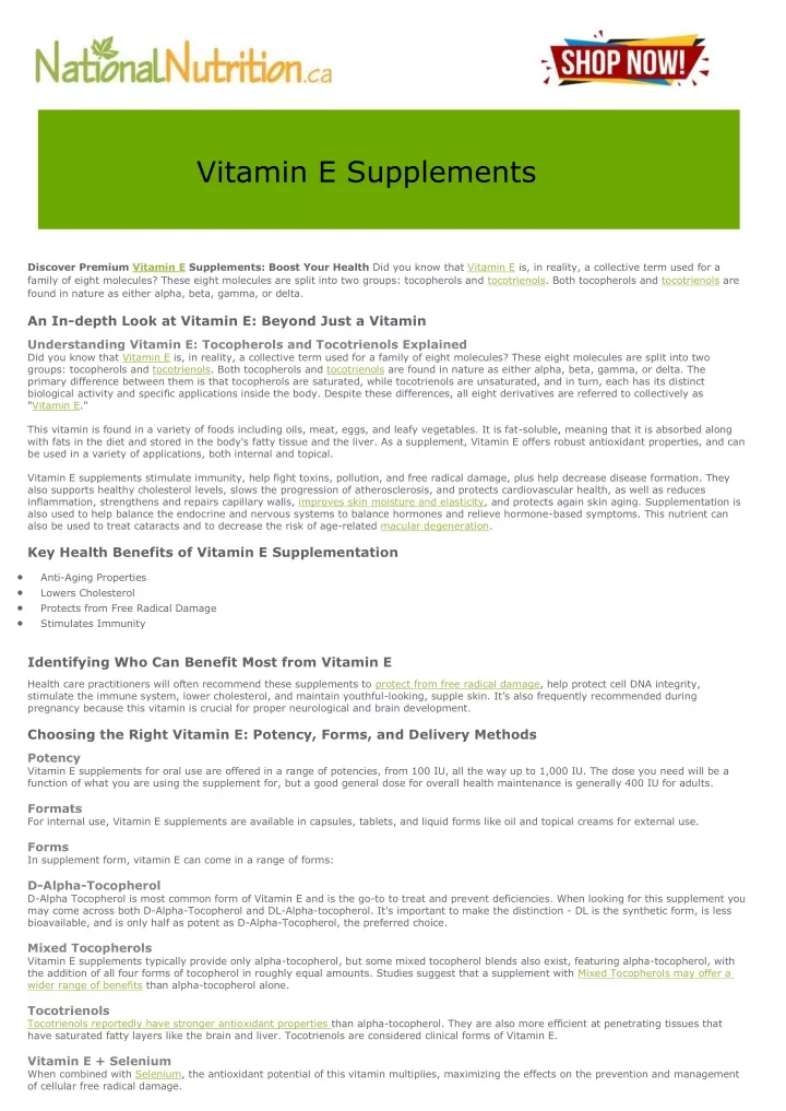 vitamin e supplements