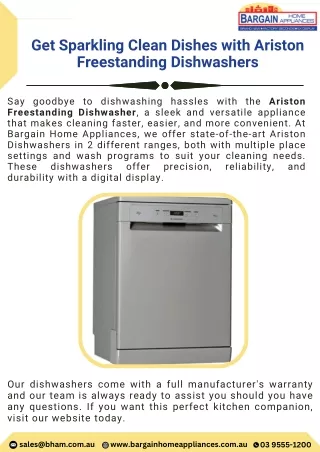 Get Sparkling Clean Dishes with Ariston Freestanding Dishwashers