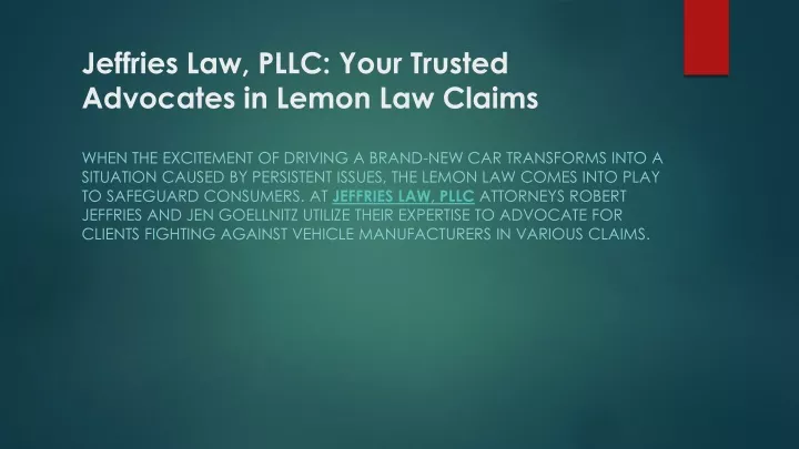 jeffries law pllc your trusted advocates in lemon law claims