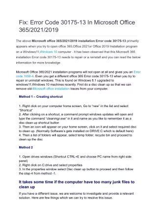 fix error code 30175 13 in microsoft office