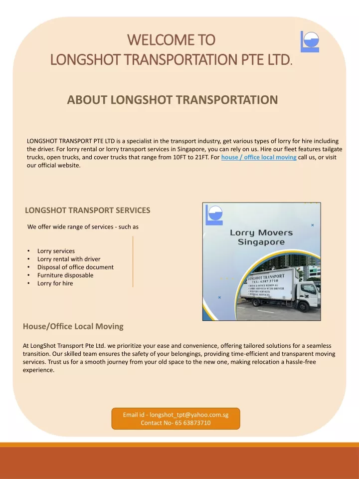 welcome to longshot transportation pte ltd