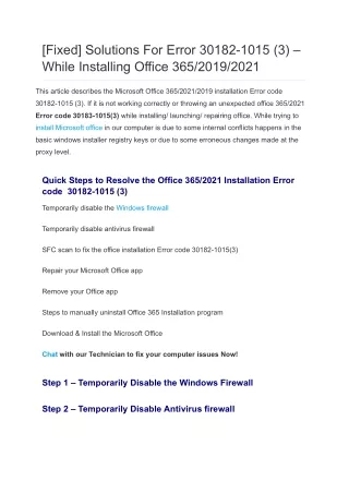 fixed solutions for error 30182 1015 3 while