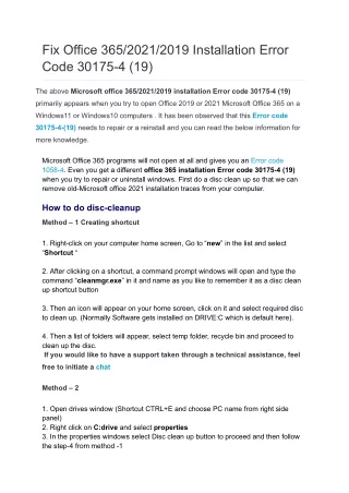 fix office 365 2021 2019 installation error code