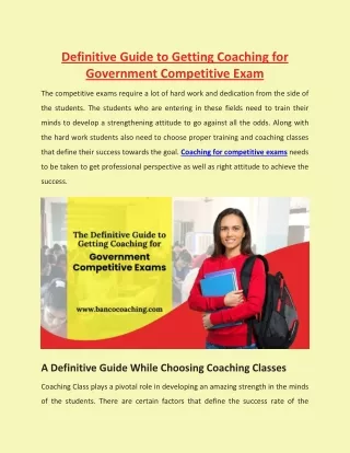 The Definitive Guide to Getting Coaching for Government Competitive Exams