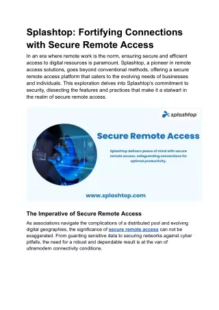 Splashtop: Fortifying Connections with Secure Remote Access