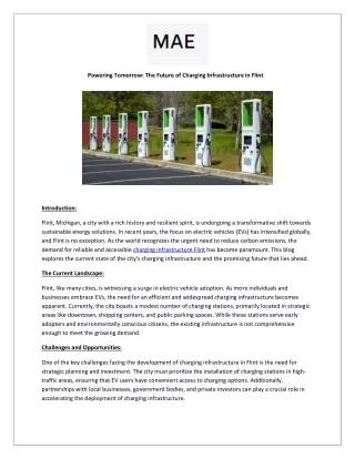 Powering Tomorrow: The Future of Charging Infrastructure in Flint