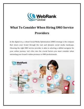 What To Consider When Hiring SMO Service Providers