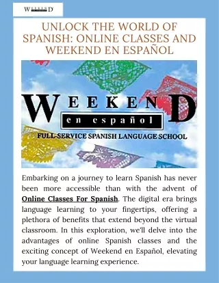 Weekend en Español Dive into Online Spanish Learning from Home