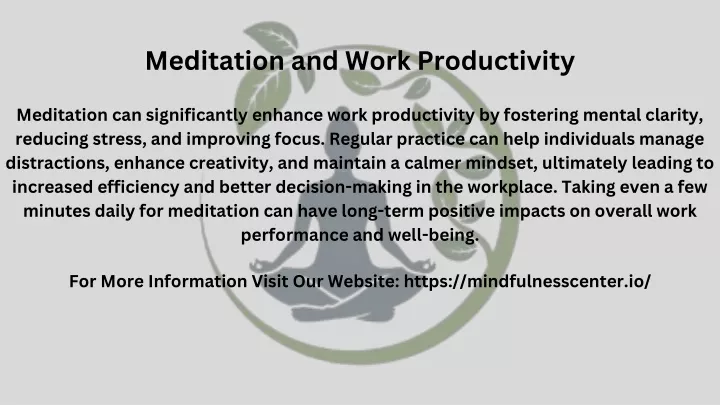 meditation and work productivity