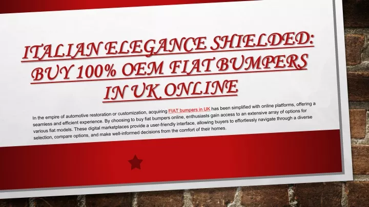 italian elegance shielded buy 100 oem fiat bumpers in uk online