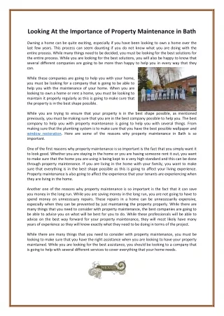looking at the importance of property maintenance