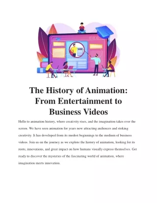 The History of Animation: From Entertainment to Business Videos