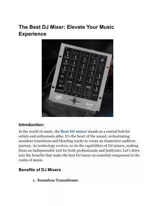 Buy Best DJ Mixer For Audio Systems.