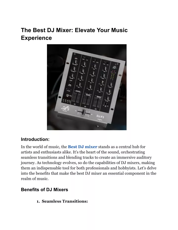 the best dj mixer elevate your music experience