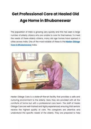 paid old age home in Bhubaneswar