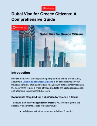 Dubai Visa for Greece Citizens : A Comprehensive Guide