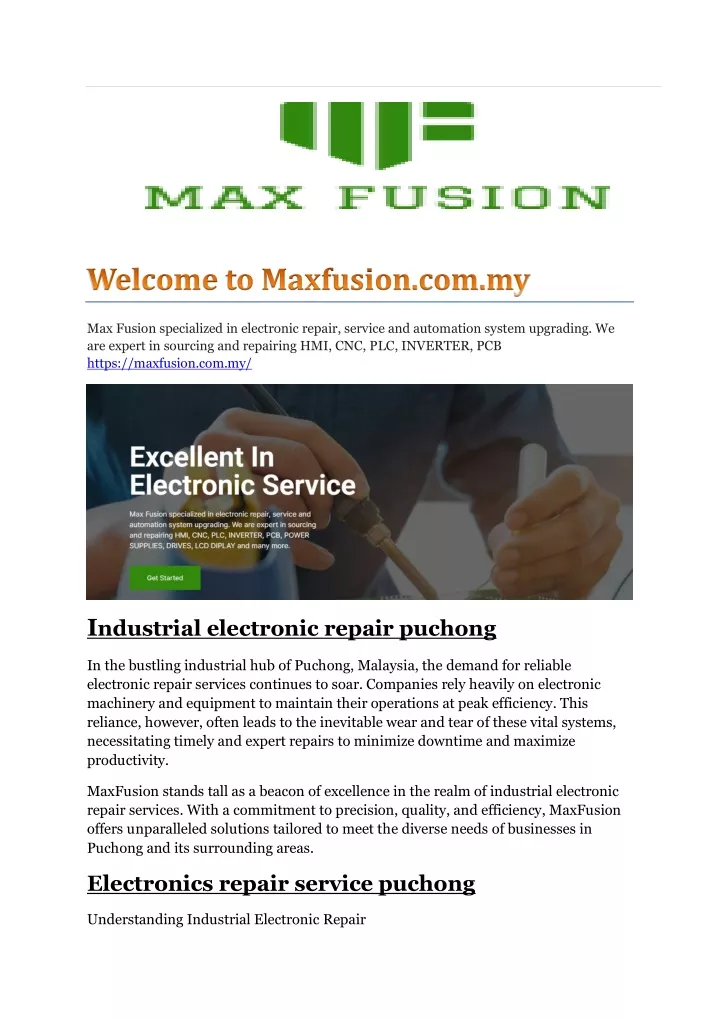max fusion specialized in electronic repair