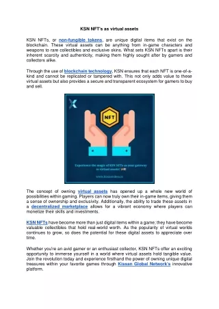 ksn nft s as virtual assets