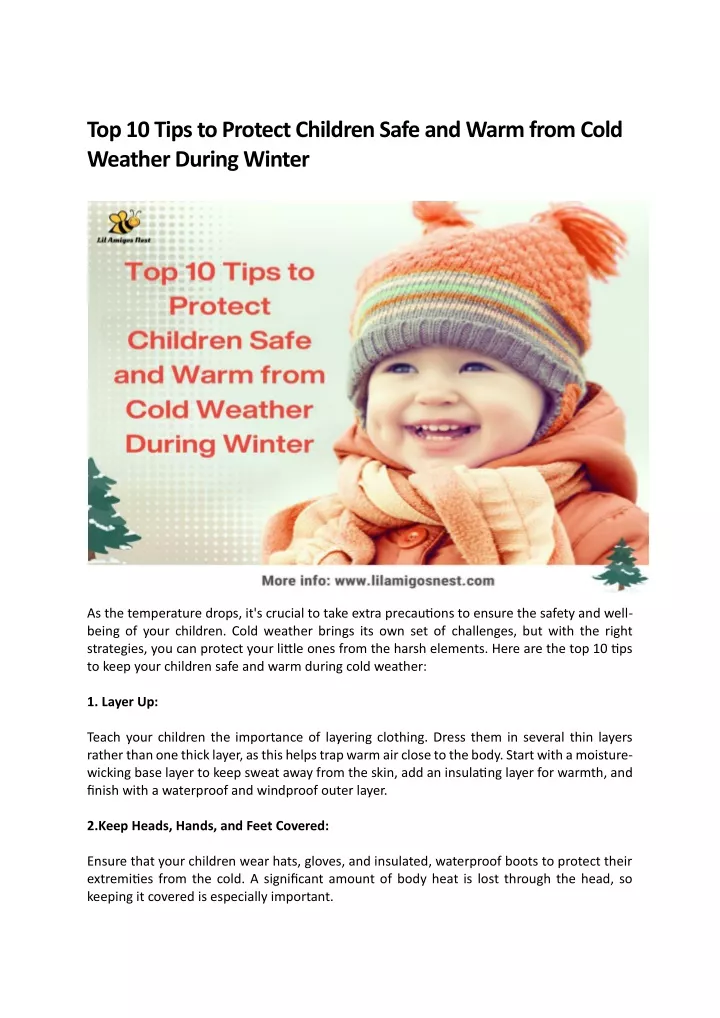 top 10 tips to protect children safe and warm