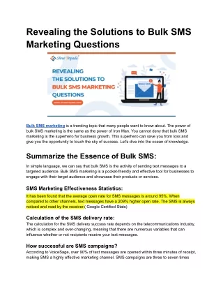 revealing the solutions to bulk sms marketing