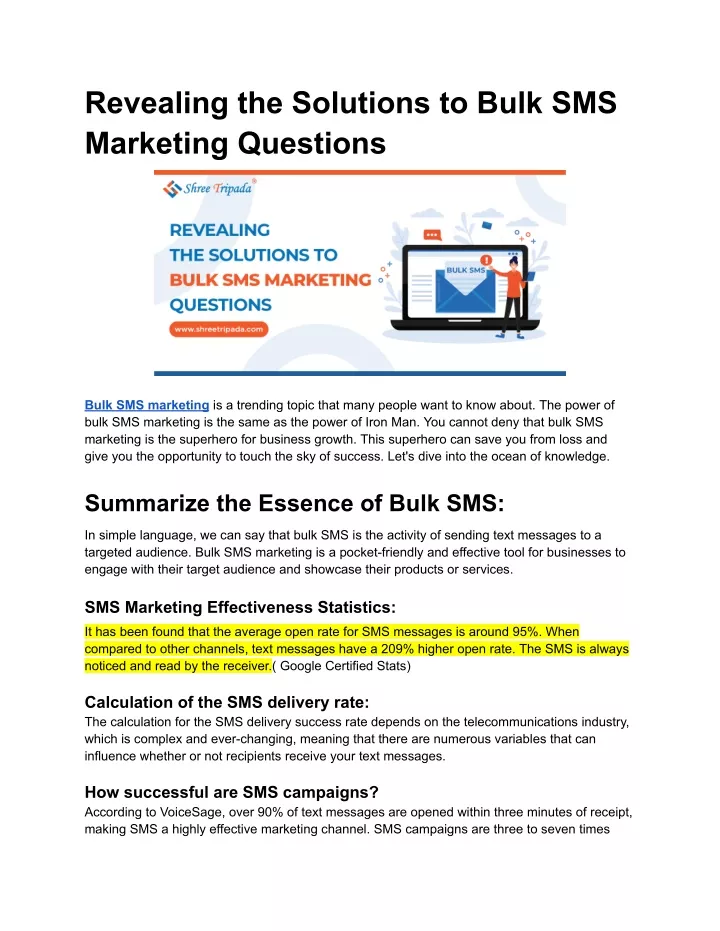 revealing the solutions to bulk sms marketing
