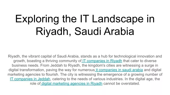 exploring the it landscape in riyadh saudi arabia