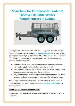 Searching for Commercial Trailers? Discover Reliable Trailer Manufacturers in Sy