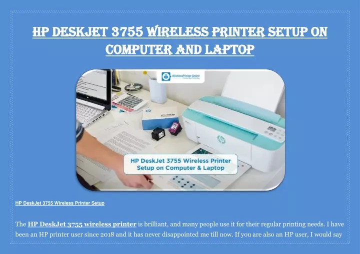 Ppt Hp Deskjet 3755 Wireless Printer Setup On Computer And Laptop