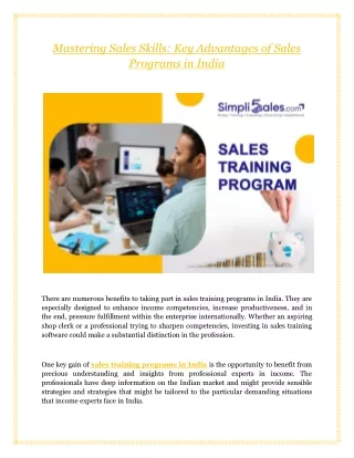 Mastering Sales Skills: Key Advantages of Sales Programs in India