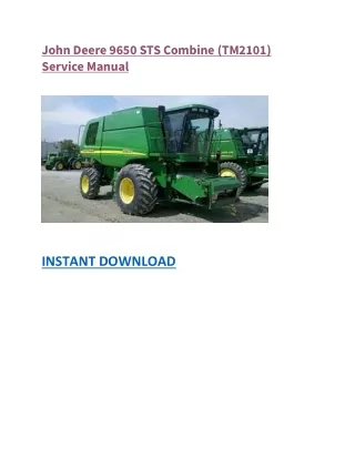 John Deere 9650 STS Combine (TM2101) Service Manual